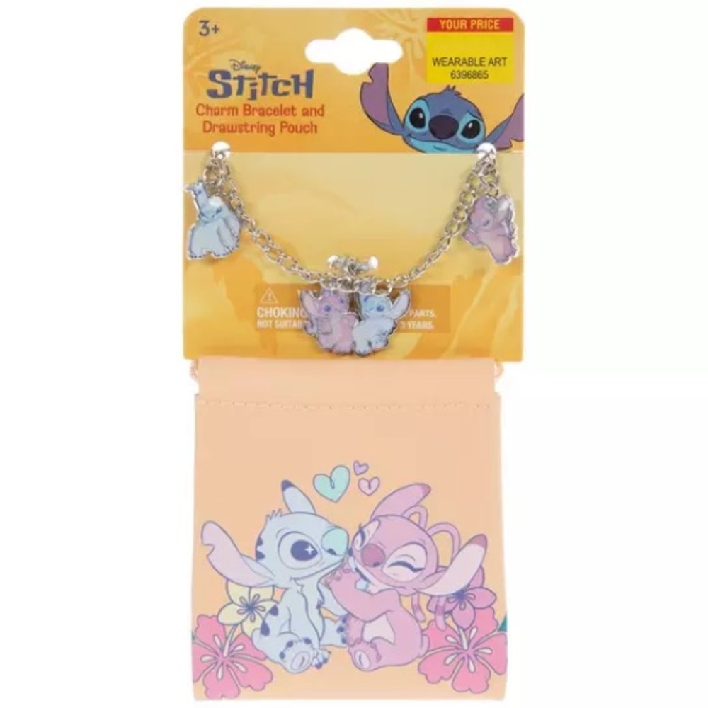 New Stitch & Angel Charm Bracelet & Pouch